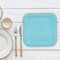 24 Count Light Blue Square Paper Dessert Plates for Baby Shower Birthday Party Wedding Use 7"